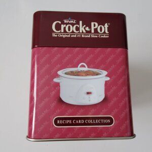 CROCK POT Tin Container Recipe Box 70+ Recipes Collection & Blank Cards Meals